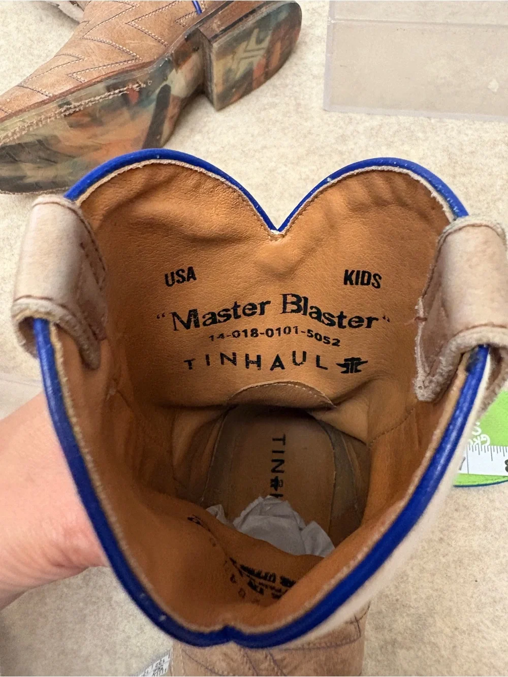Tin Haul Master Blaster Leather Square Toe Western Cowboy Boots Kid Boys Size 13